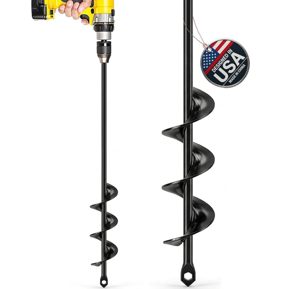 Post Hole Digger - ガーデンオーガードリルビットまたは植栽用1.6x16.5インチ - オーガーポストホールディガーまたはガーデニングスパイラルバルブプランターツール - 3/8インチ六角D