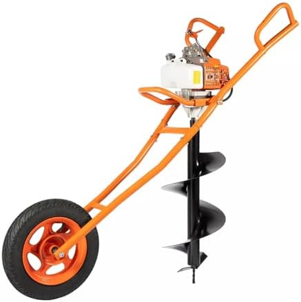 Post Hole Digger - ポストホールディガー、63CC 3HP 2ストロークガソリン式アースオーガーボーラーホイールバロー、アースオーガードリル付きグラウンドドリル