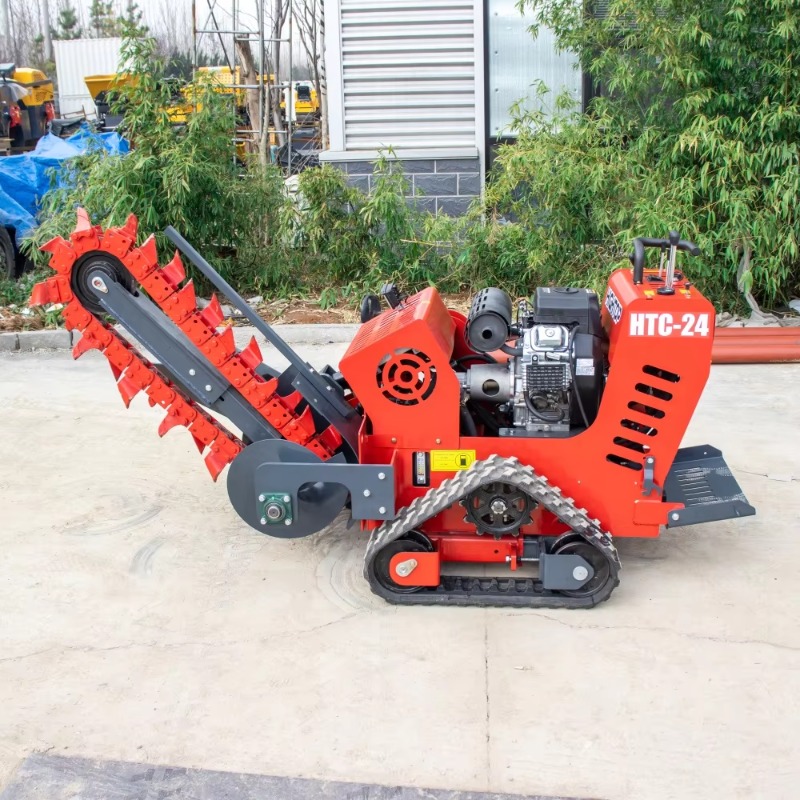 Trencher Machine Small - ゴムクローラ式トレンチャー小型溝堀機ミニスキッドステア歩行式トレンチャークローラチェーン式溝堀機（パイプ敷設用）