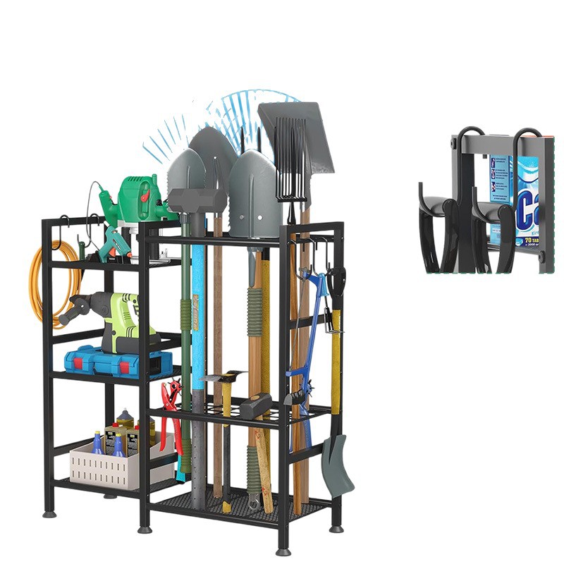 Heavy Equipment Storage Yard - 大容量ガレージ＆ガーデンツールオーガナイザー、頑丈な収納ラック（長柄工具/シャベル/庭用品用）