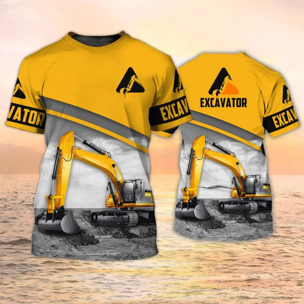 Heavy Equipment Operator Shirts - 掘削機 Tシャツ重機オペレーター 3D プリント少年少女ファッション特大半袖 Tシャツ Tシャツトップス制服服