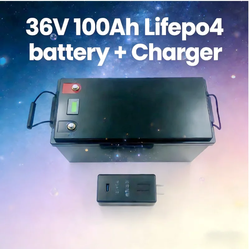 Heavy Equipment Bundle - 36V 100Ah LiFePO4 バッテリーキット、長寿命リチウムバッテリー、大型機器用無料充電器付き