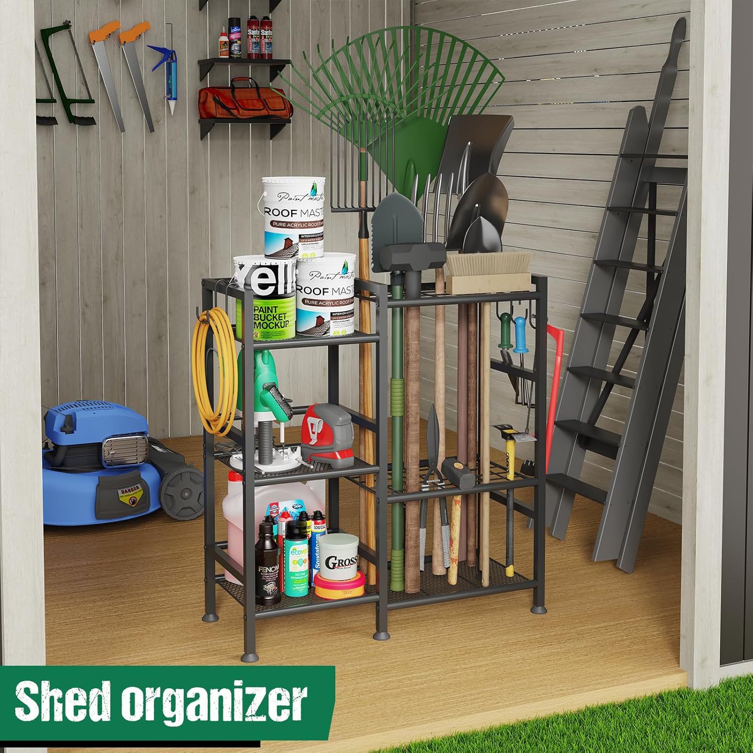 大容量ガレージ&ガーデンツールオーガナイザー 長柄ツール/シ - Heavy Equipment Storage Yard のレビューと価格
