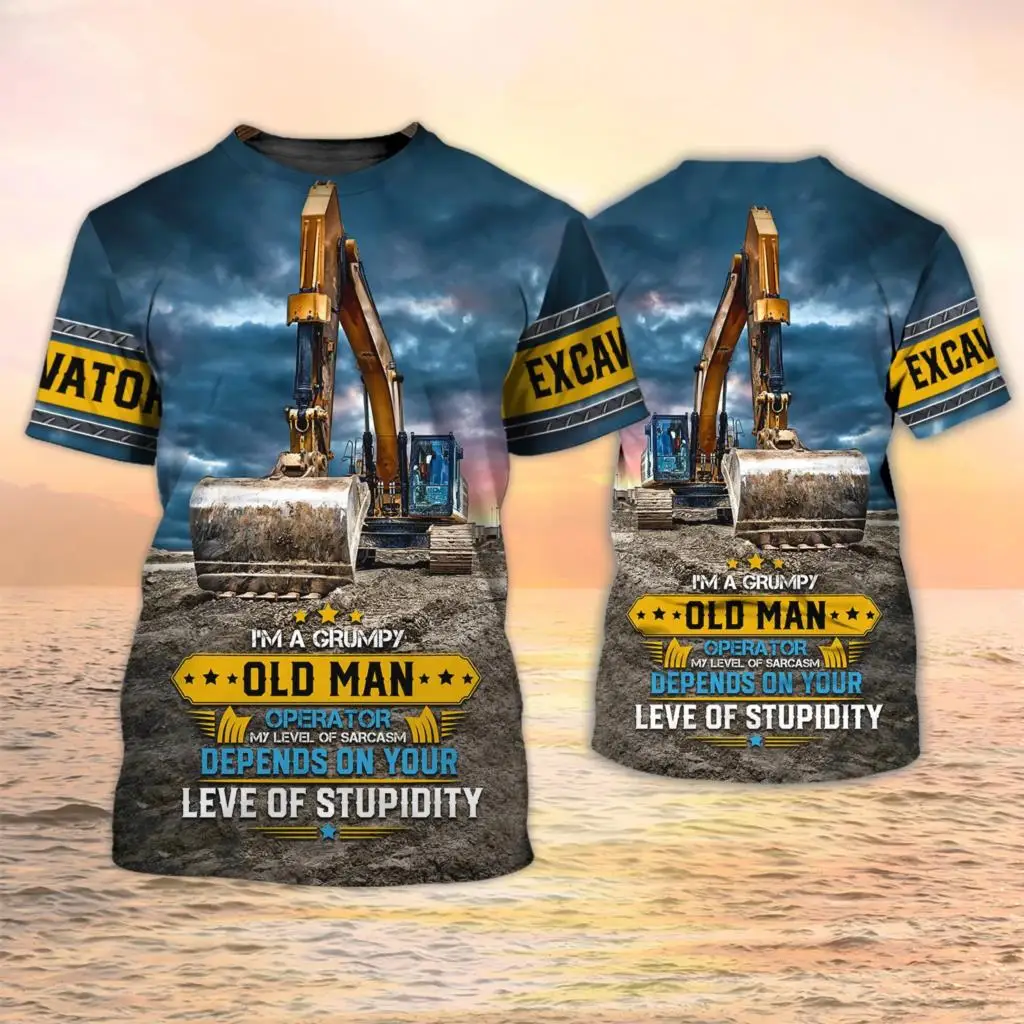 掘削機 Tシャツ重機オペレーター 3D プリント少年少女ファ - Heavy Equipment Operator Shirts のレビューと価格
