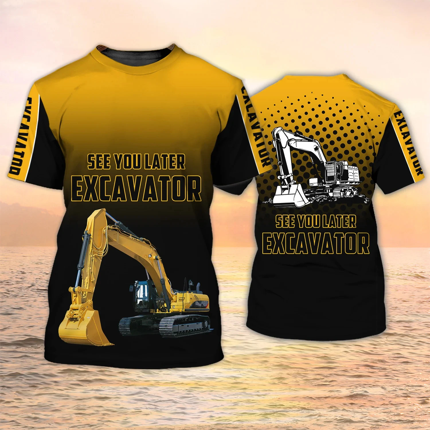 掘削機 Tシャツ重機オペレーター 3D プリント少年少女ファ - Heavy Equipment Operator Shirts のレビューと価格